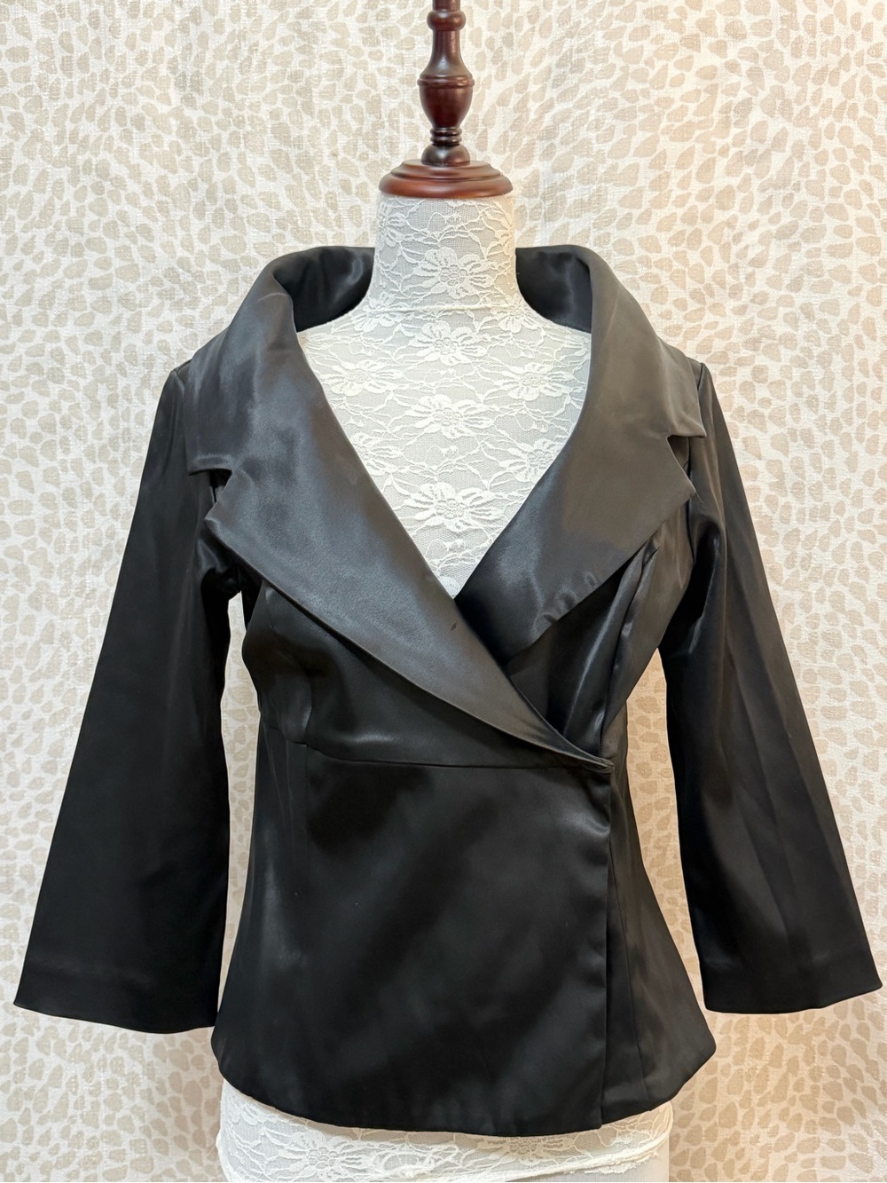 White House Black Market Black Satin Wrap Jacket